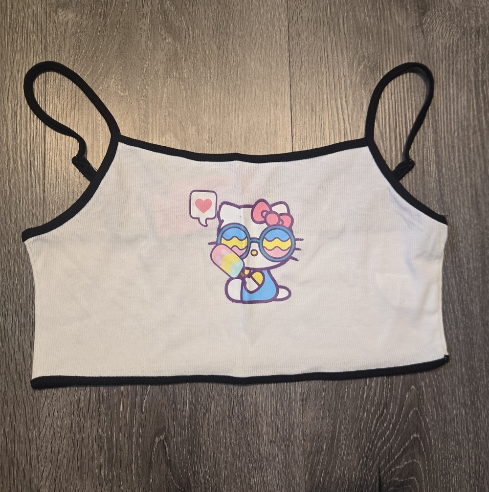 Sanrio White Crop Top with Cute Character Design